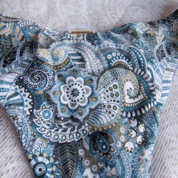 Relleciga String Bikini 2 pc Swimsuit Womens size Medium Floral,Turquoise - Picture 6 of 6